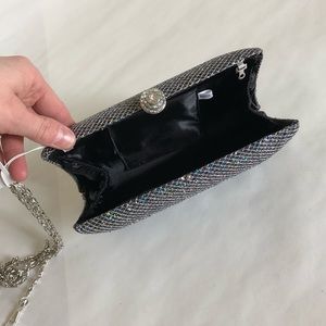 Silver sparkle hard sided clutch